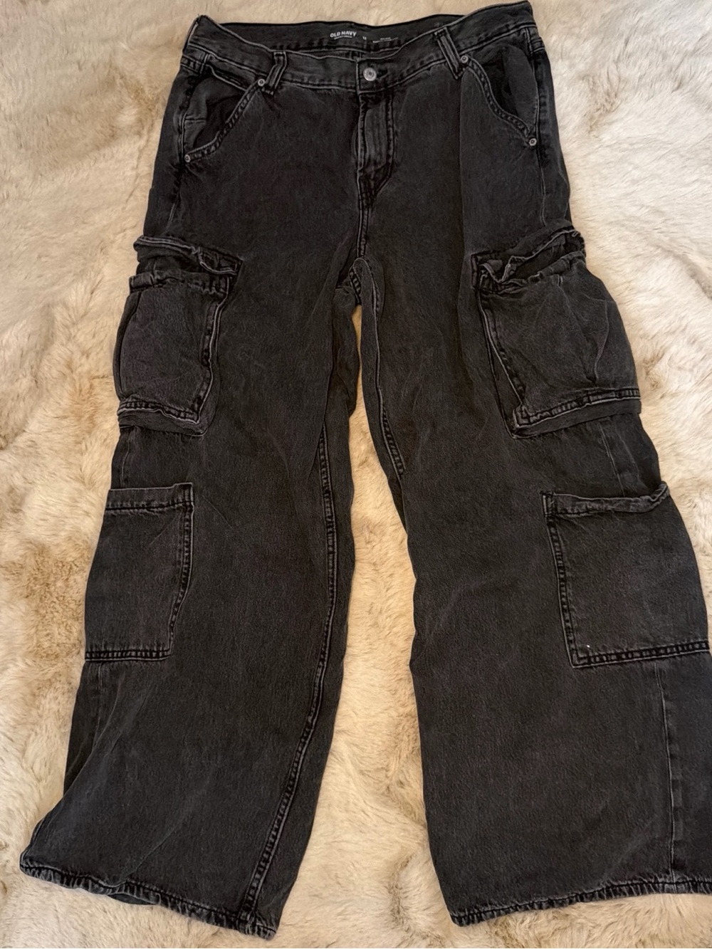 Old Navy Black Cargo Wide-Leg Jeans